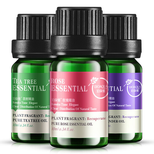 【第二瓶1元 第三瓶0元】茶树薰衣草玫瑰精油（祛痘控油 保湿补水淡化痘印 精油按摩全身 香薰套装 茶树精油/1盒