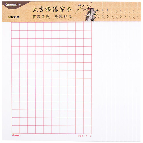 广博(GuangBo)10本装16K30张加厚大方格练字本/书法练习本GB16234