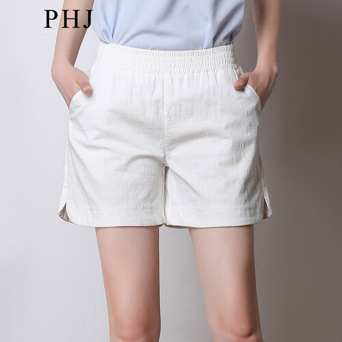 PHJ 休闲短裤女2019夏季新款松紧腰大码热裤女 Sly8550 白色 M