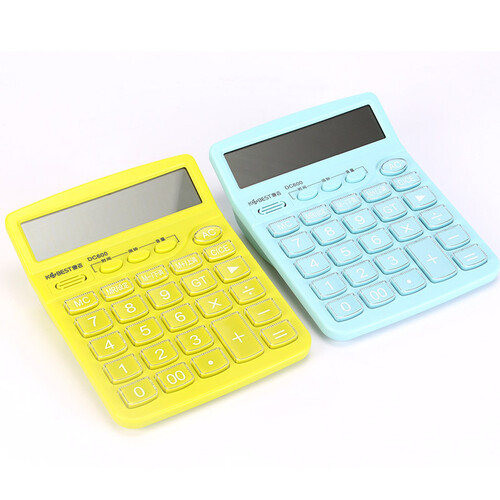 康百12位语音大按键真人发音计算机大屏幕办公计算器财务专用包邮 双色组合装-DC600-配5号电池