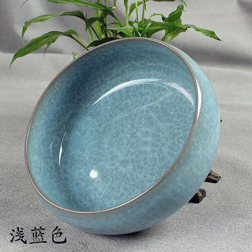 瓷晟 笔洗水浅 乌龟缸 金鱼缸 摆件 烟灰缸景德镇冰裂釉陶瓷器 浅蓝色