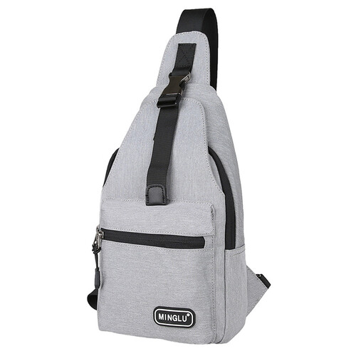 名鹿 斜挎包胸包男韩版户外潮流运动单肩包牛津布休闲个性日系单肩多功能斜跨包腰包定制logo印字印图案 灰色