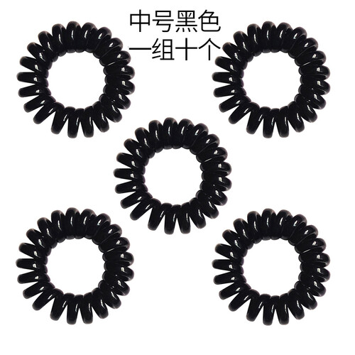 卡燕（Cayan） 卡燕电话线橡皮筋扎发发圈头绳发绳糖果色绑头发女皮筋春夏季百搭纯色 中号黑色(1组10个)