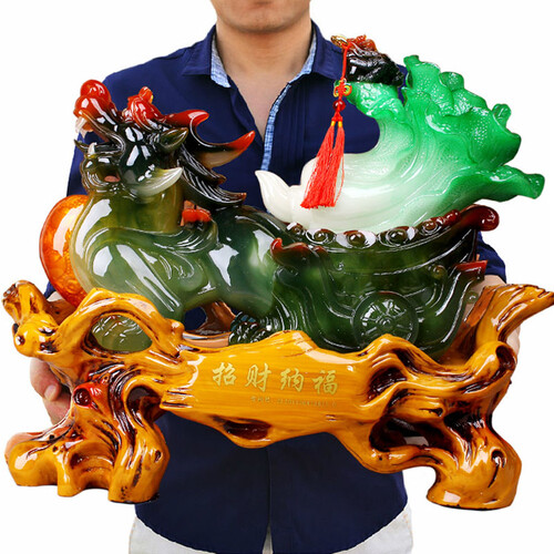 壹雕世家 貔貅摆件开业礼品大号送公司金蟾蜍招财玉白菜乔迁新居风水玉石工艺品家居客厅装饰品吉祥物 大号貔貅54*27*44cm