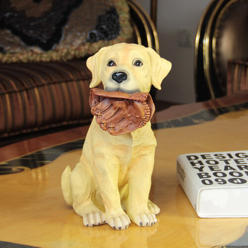 得美莱斯 客厅摆件工艺品酒柜摆设 创意装饰品摆件家居饰品 仿真狗北欧式美式模型新家装修软装 拉布拉多黄色