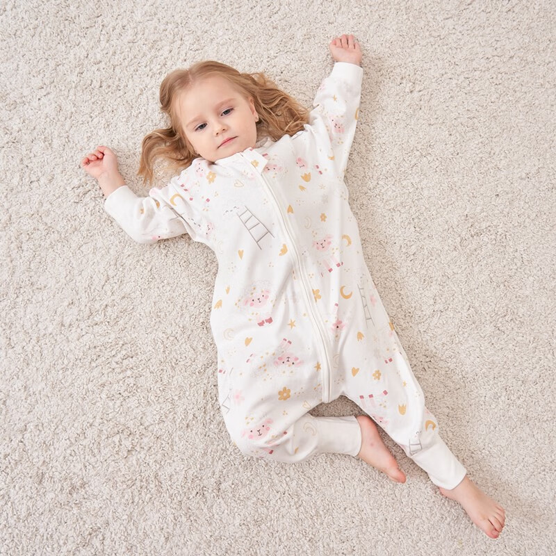 甜蜜礼物分腿睡袋单层新款春夏秋冬季四季款防踢被幼儿童男女宝宝睡袋 四季22-28度【单层三拉头】绵羊 90码(身高80-95CM)12-24个月