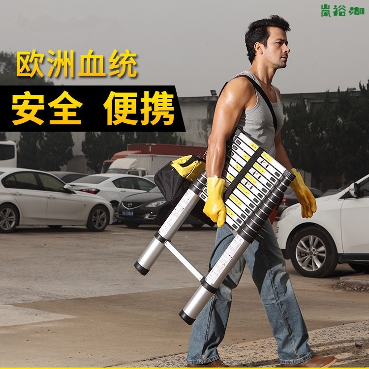 伸缩梯子人字梯铝合金加厚折叠梯家用竹节多功能升降梯工程楼梯 德国5S款1.8+1.8米人字梯