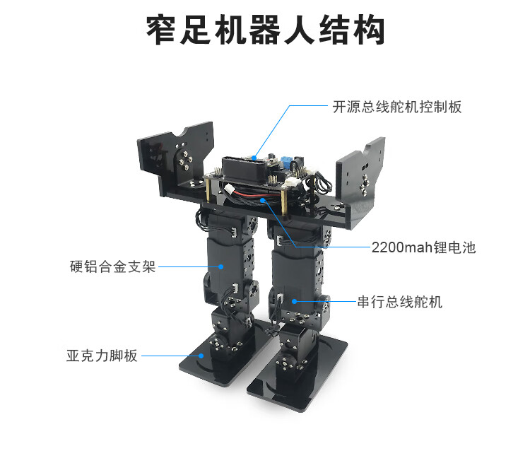 智能双足舞蹈机器人新款窄足竞走比赛人形行走创教育套件 成品(到手即