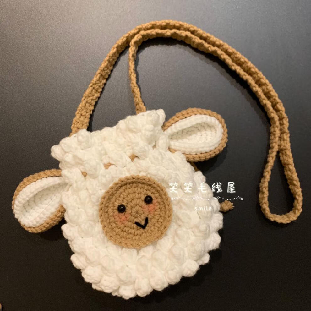 包包斜跨diy材料包女束口钩针针织可爱小熊材料包工具包送视频教程