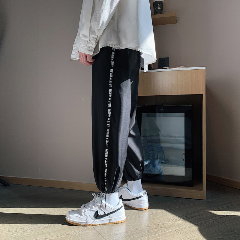 直筒阔腿九分运动帅气男士春装显高显瘦百搭早春男式男生黑色k08xl