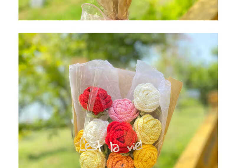 绒线花束diy材料包手工花束材料包钩针编织郁金香毛线制作礼物摆件