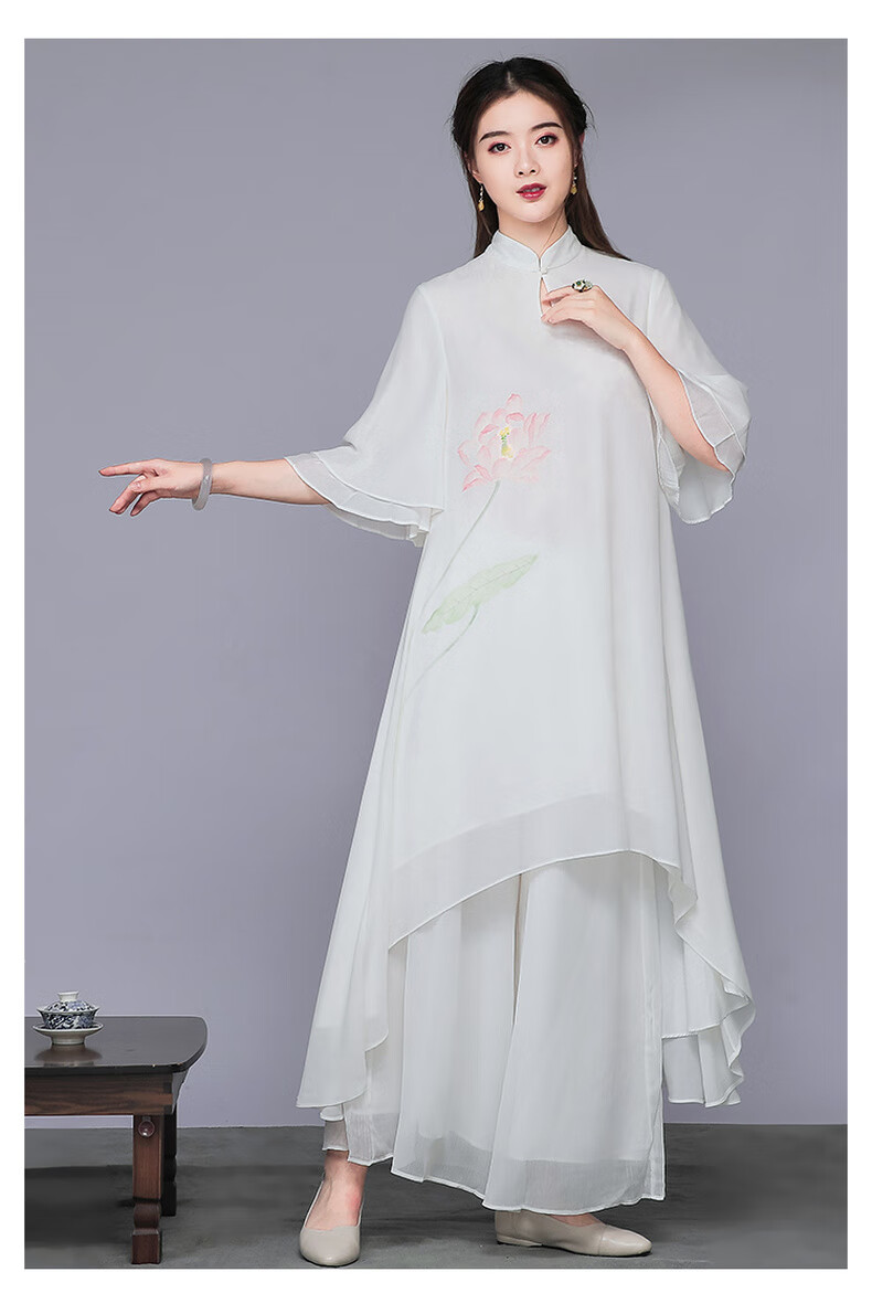慕芭琪禅服茶服女2020春夏秋新款改良汉服女禅修禅舞服中式唐装旗袍