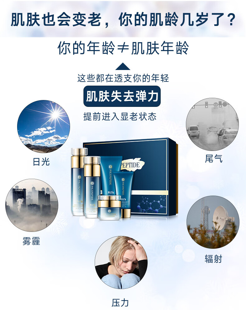 抖音 韩纪多肽紧致保湿五件套 补水收缩毛孔化妆品护肤品套装