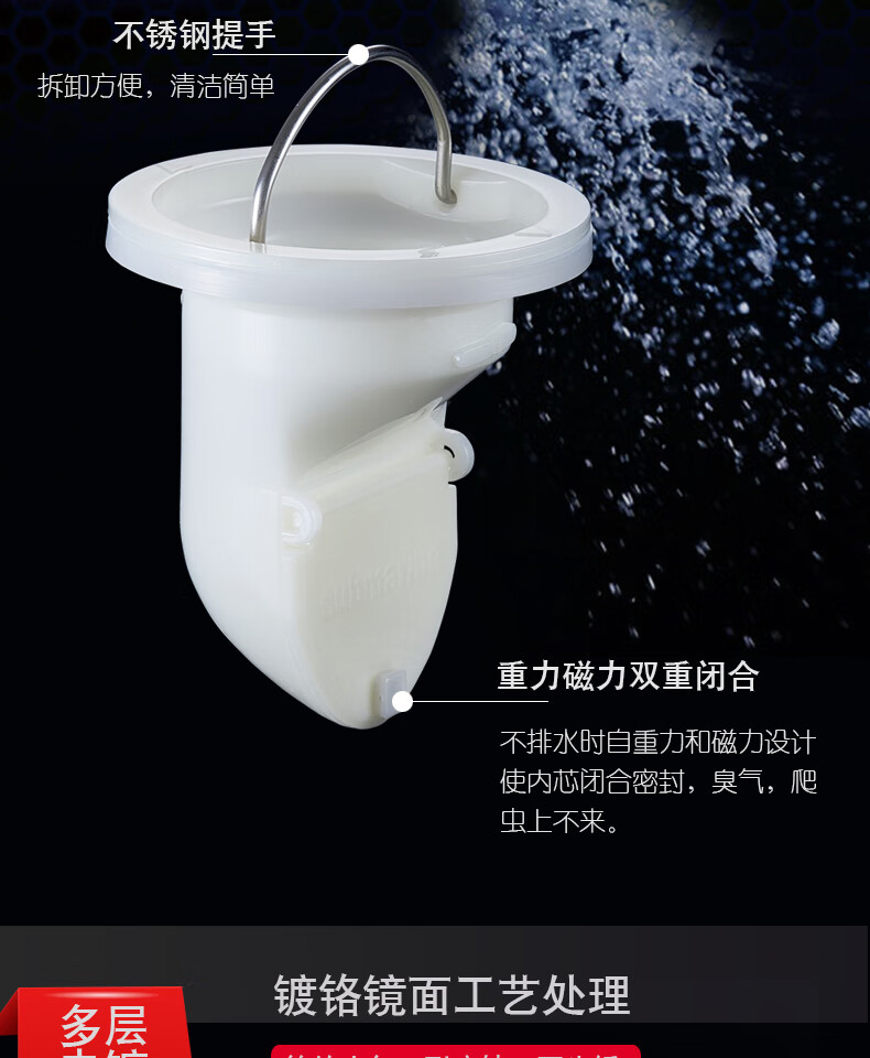 潜水艇地漏卫生间淋浴洗衣机全铜防臭地漏防虫地漏套装 【三件套】2淋