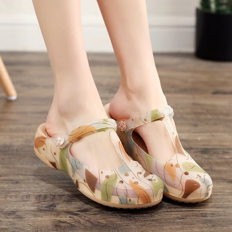 Γυναικεία παπούτσια Xia Mo hole 2021 καλοκαιρινή εκτύπωση μαλακό πυθμένα  πλακάκια σανδάλια παραλίας πλαστικά σανδάλια 6803