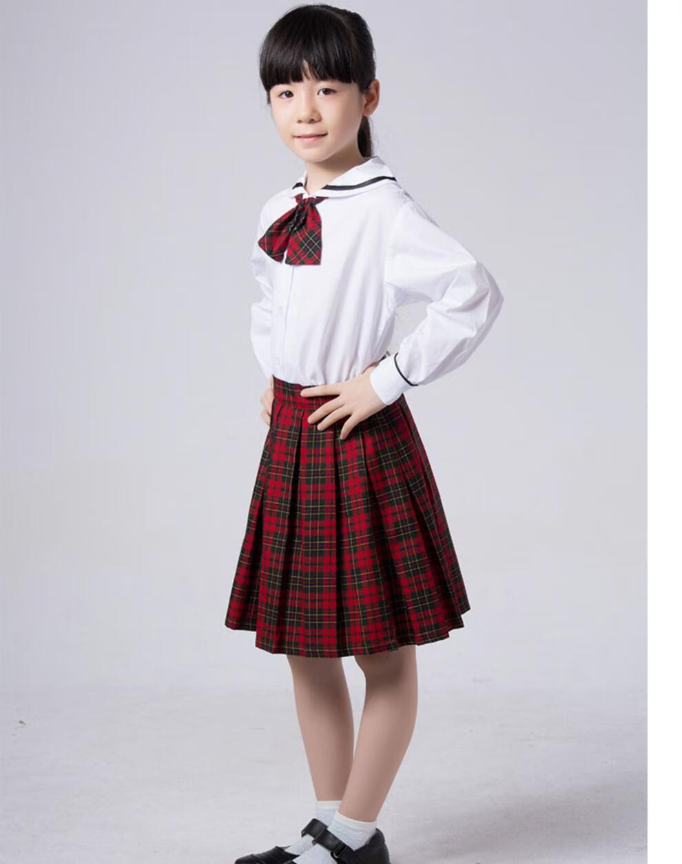 深圳校服小学生礼服女生秋冬裙子衬衣升旗大合唱制服大码活力校服定制