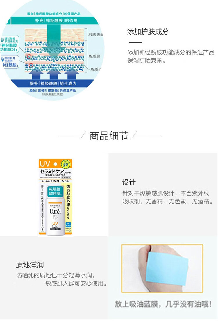日本 KAO 花王 珂潤 Curél 保濕溫和防曬乳液 SPF50/PA+++ 60ml