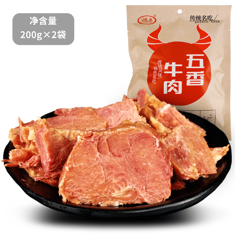 凤起五香牛肉熟食200g*2袋 酱牛肉卤牛肉熟牛肉卤味熟食真空袋装 凉菜 五香牛肉 京东折扣/优惠券