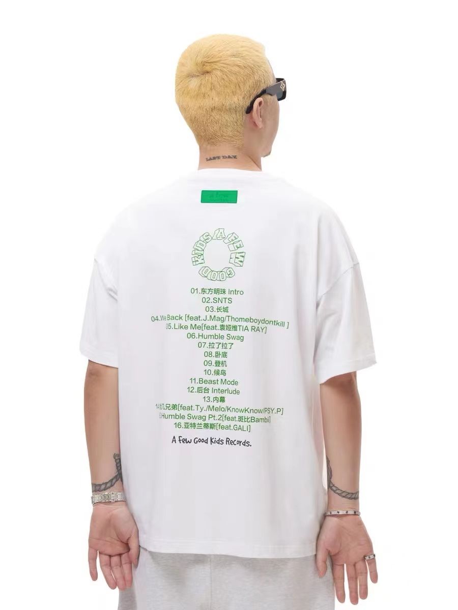 高品质fff联名afgk马思唯同款短袖logo天空印花天使t恤黑白短袖afgk