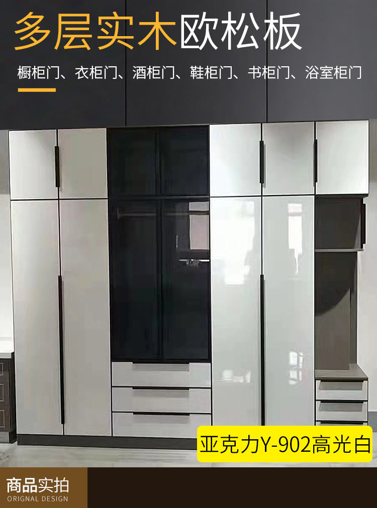 2022新款pet柜门衣柜门定制多层实木高光亚克力门板pet欧松板酒柜鞋柜