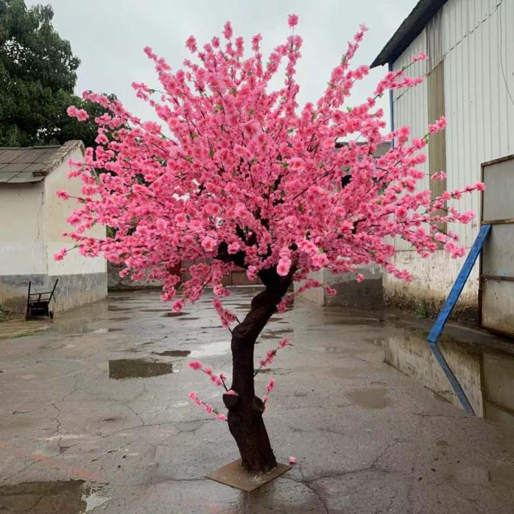 仿真桃花树大型室内装饰桃树落地花绿植盆景摆件客厅商场实木树干小