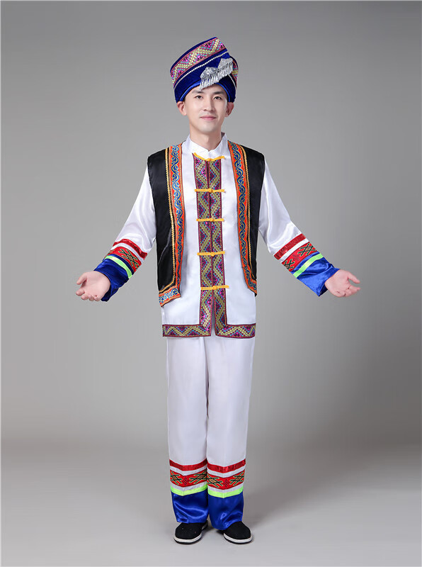 飞洛星土家族服装男新款少数民族演出服成人苗族舞蹈服装壮族土家族