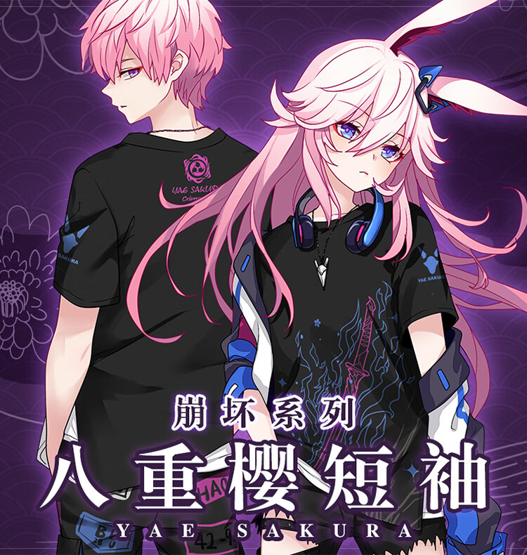 崩坏三衣服崩坏3学园短袖t恤印象男女日常假两件琪亚娜卫衣服二次元