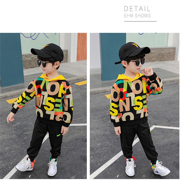 mini童装男儿童套装2021春季男宝宝休闲两件套1-9岁小男孩韩版时尚连