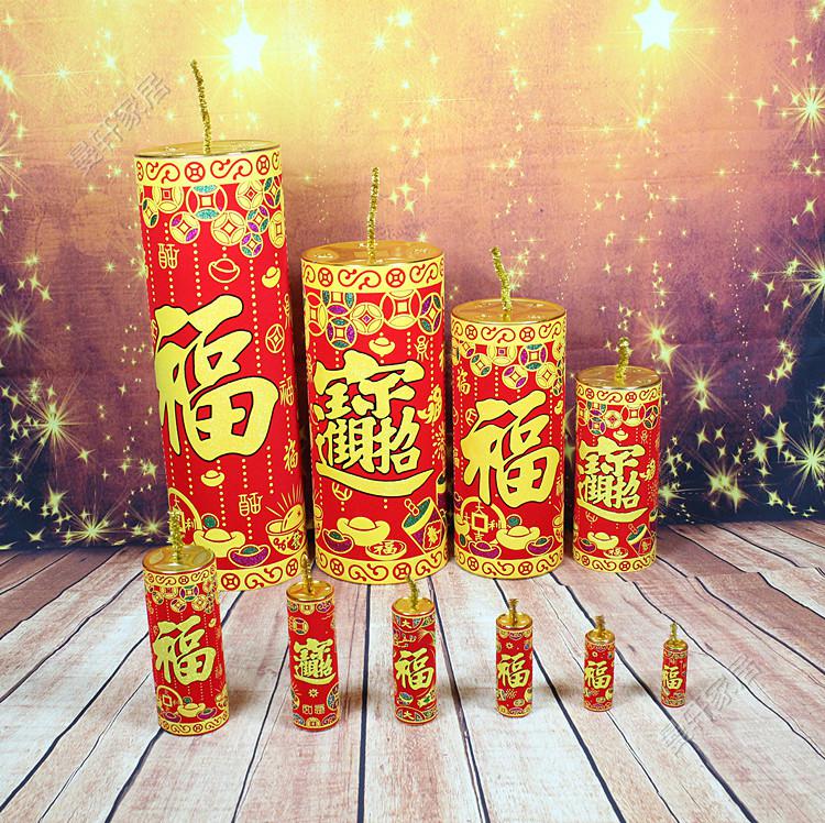 新年春节植绒鞭炮摆件新年坐炮礼炮装饰座炮仿真爆竹筒炮仗炮筒667座