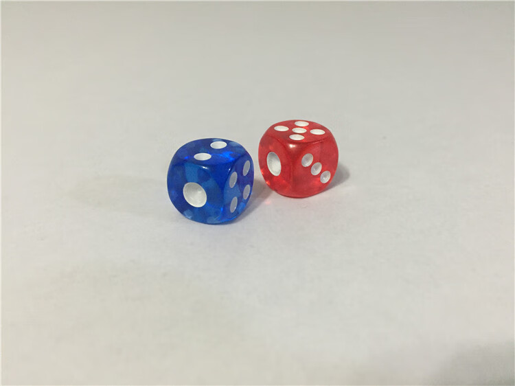 透明骰子甩子撒子筛子骰子数字骰子色子骰子彩色14号红蓝共40颗