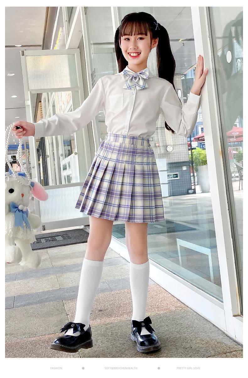 儿童巴拉巴春秋女童jk套装秋季儿童百褶格裙小学生12岁中大童短裙子