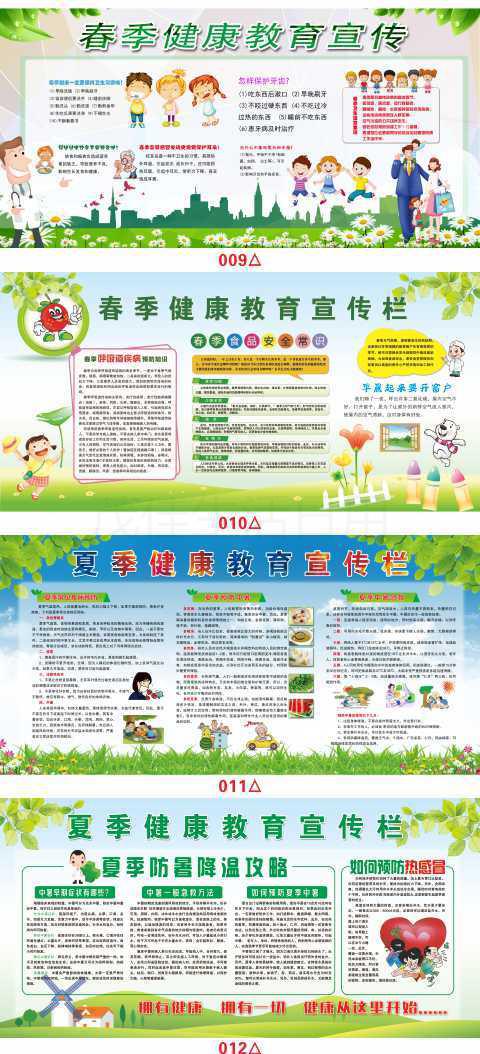 健康教育宣传栏 春夏秋冬季健康教育海报常识宣传专栏学校幼儿园医院