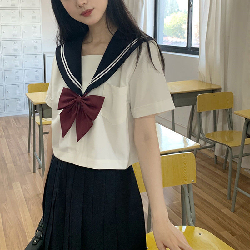 原创正统jks制服基础款套装白二本日系水手服不良长裙正版学生装白