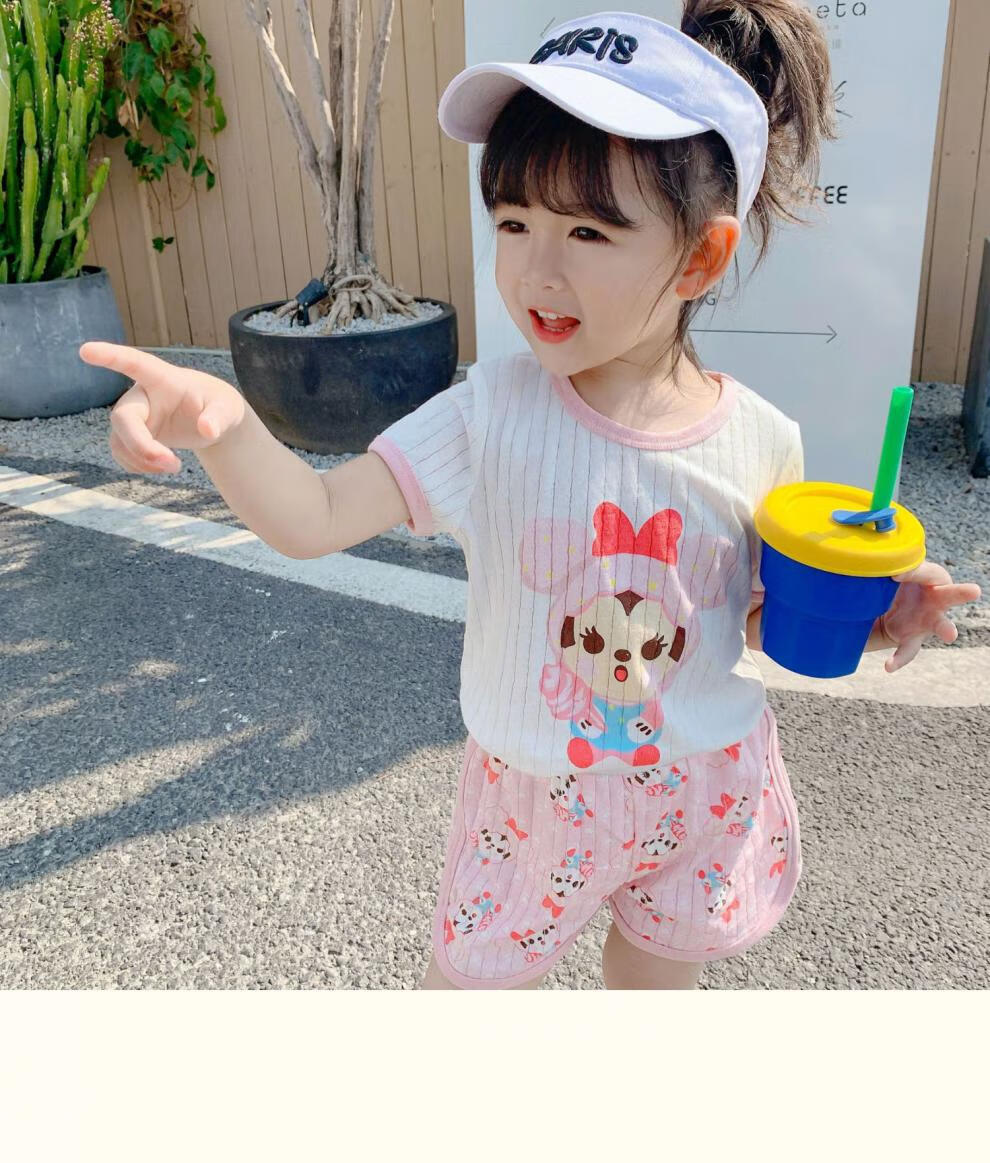 迪士尼品牌上新同款女宝宝睡衣夏薄款女童套装萌可爱夏季2-3岁1网红