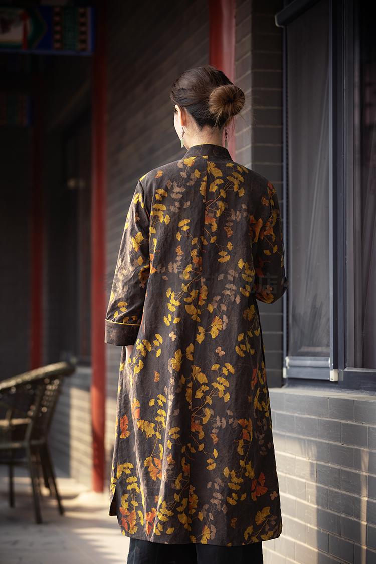索特西女王轻奢重磅提花香云纱风衣外套女春秋中式立领宽松中长款开衫