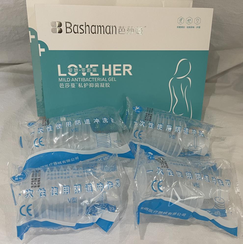 芭莎蔓曼私护凝胶私密女性私处护理草本抑保养修护 一盒(五支 冲洗器)