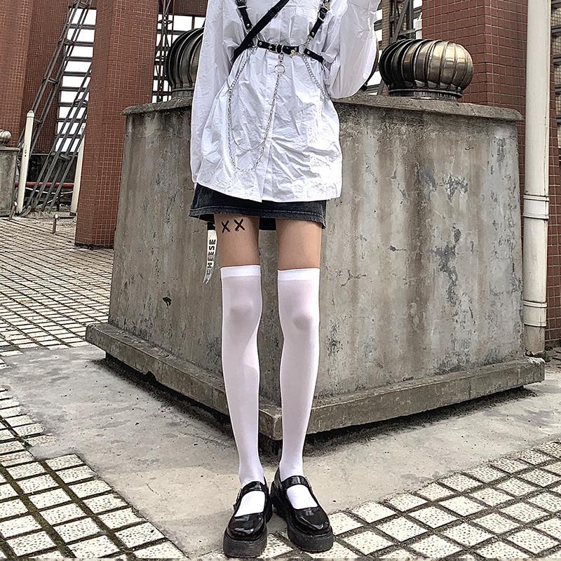裳淇白色过膝袜夏季薄款天鹅绒袜子女白丝袜长筒jk大腿高筒ins潮夏天