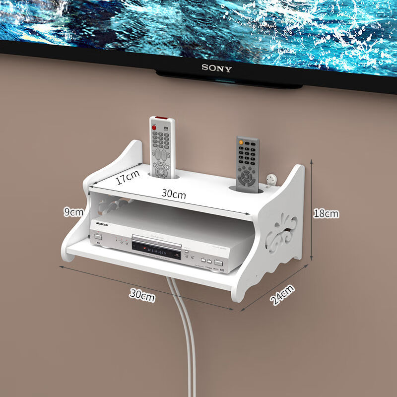 挂墙置物架隔断路由器架子 机顶盒架免打孔置物架客厅电视墙上装饰