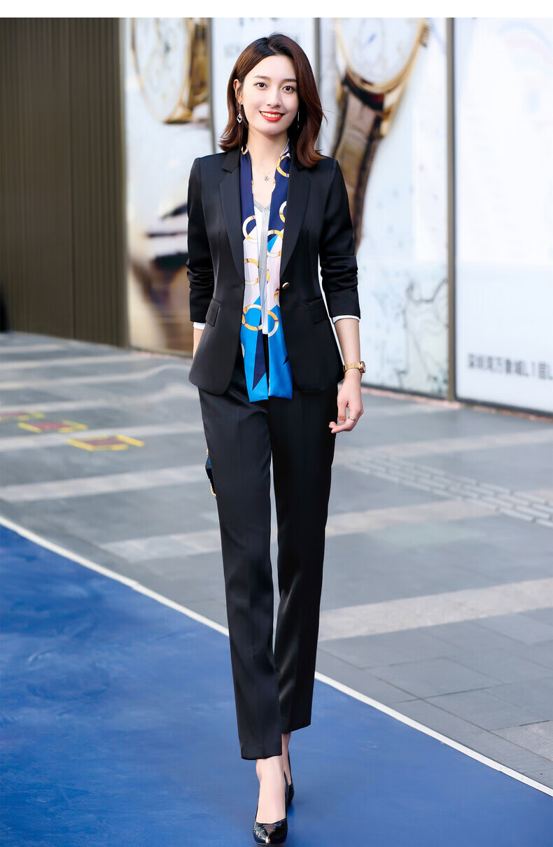 eiysvm2021春秋款职业套装女西装轻奢商务正装教师面试服装垂感小西服