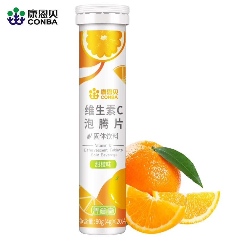 Conba vitamin c effervescent tablets VC fruity drink sweet orange flavor 4g*20 tablets