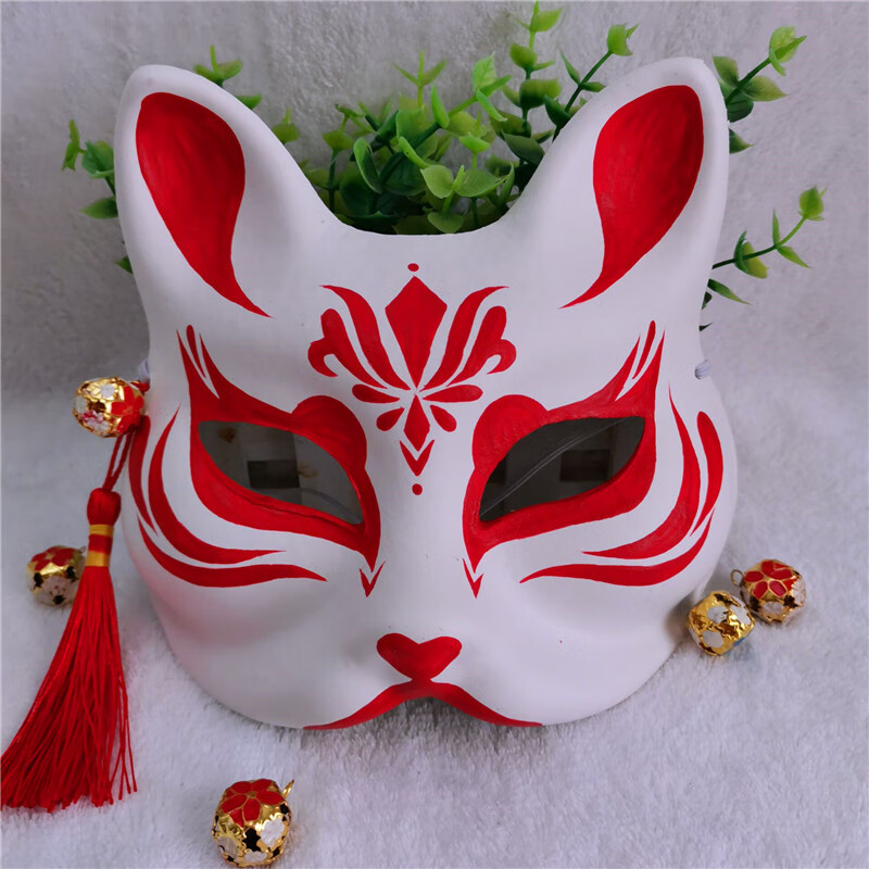 家柏饰(corated)手绘狐狸半脸面具猫二次元动漫男女脸谱舞会狐妖面具