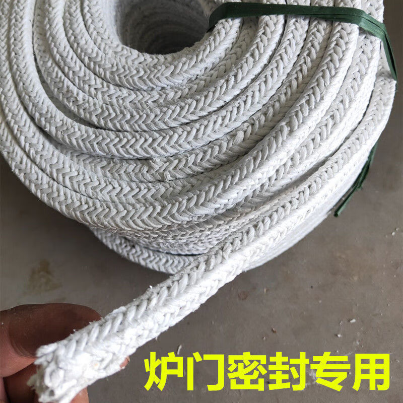 石棉绳防火耐高温石棉方绳锅炉门密封条窑炉门耐火石棉编织盘根绳18mm