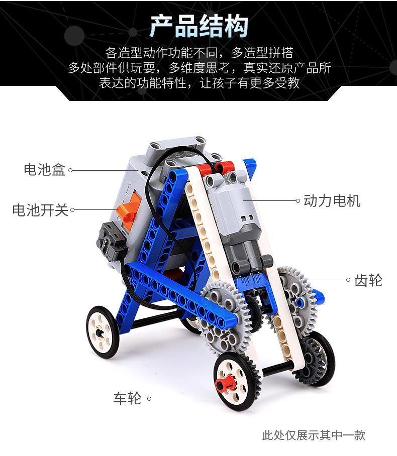 万格兼容乐高马达科普教学小颗粒积木 stem玩具拼装动力机械系列 3803