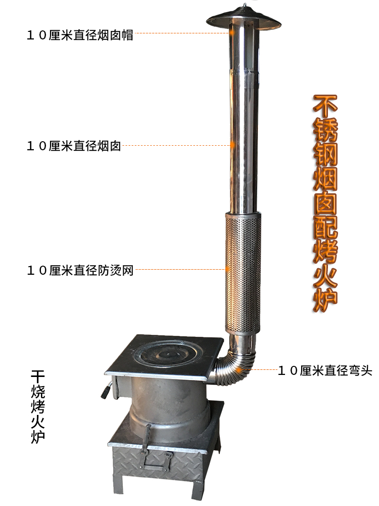 烟筒管不锈钢烟囱帽农村柴火灶炉子土灶配件家用采暖炉锅炉排气排烟