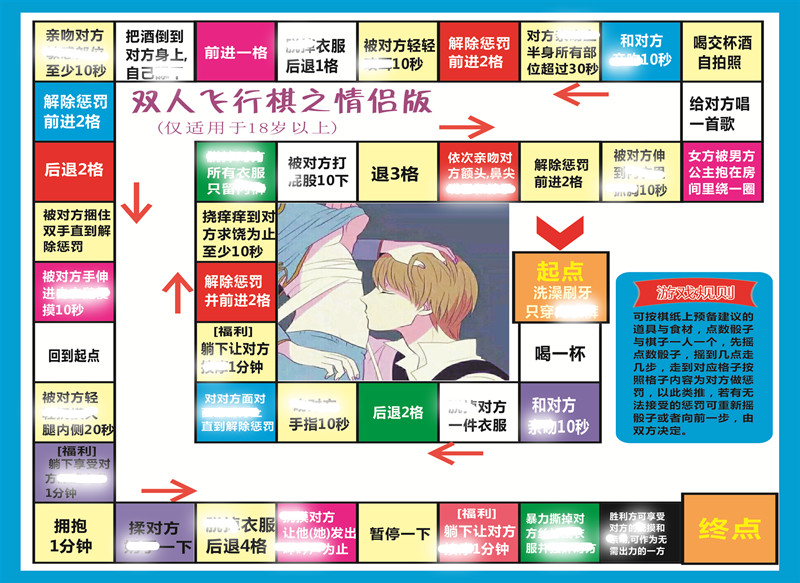 情趣飞行棋情侣恋爱惩罚游戏双人成人版情趣骰子前戏棋子 私密版(扑克