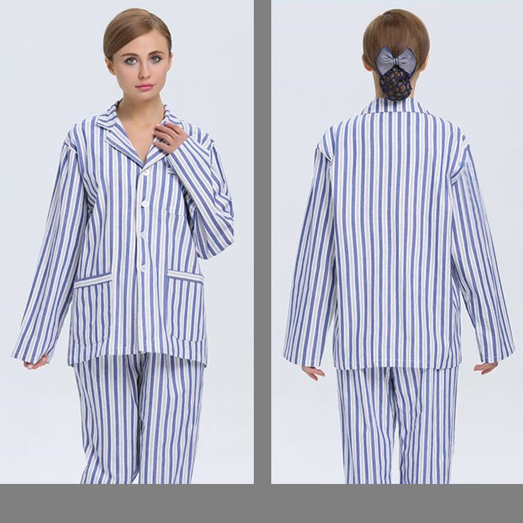 甄虹病号服衬衫病人衣服女长袖套装医院病员服宽松易穿脱病服男款蓝