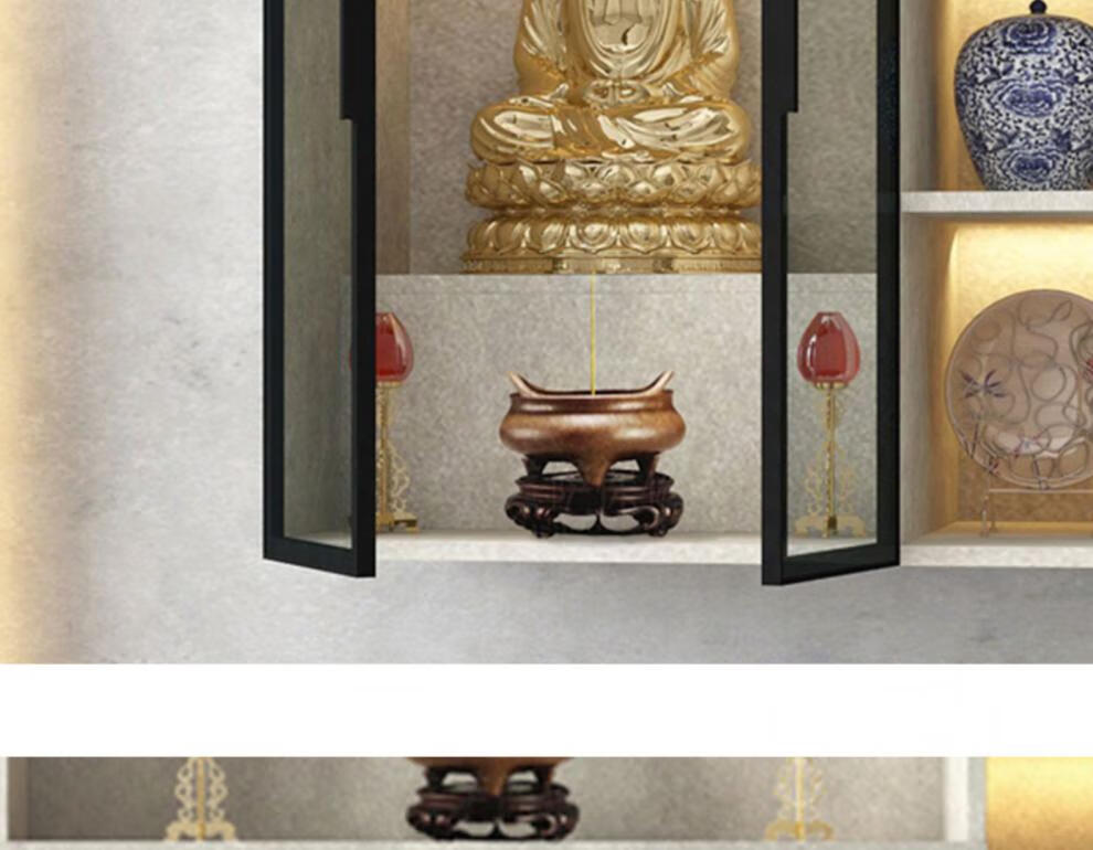 现代佛龛供奉台立柜家用玻璃门佛柜财神爷供奉桌菩萨佛像神台神龛定制