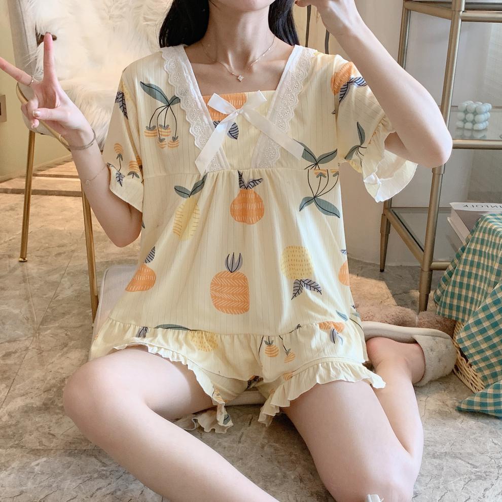 女生短袖短裤家居服春夏款初中学生休闲韩版睡衣女夏季短袖两件套装薄