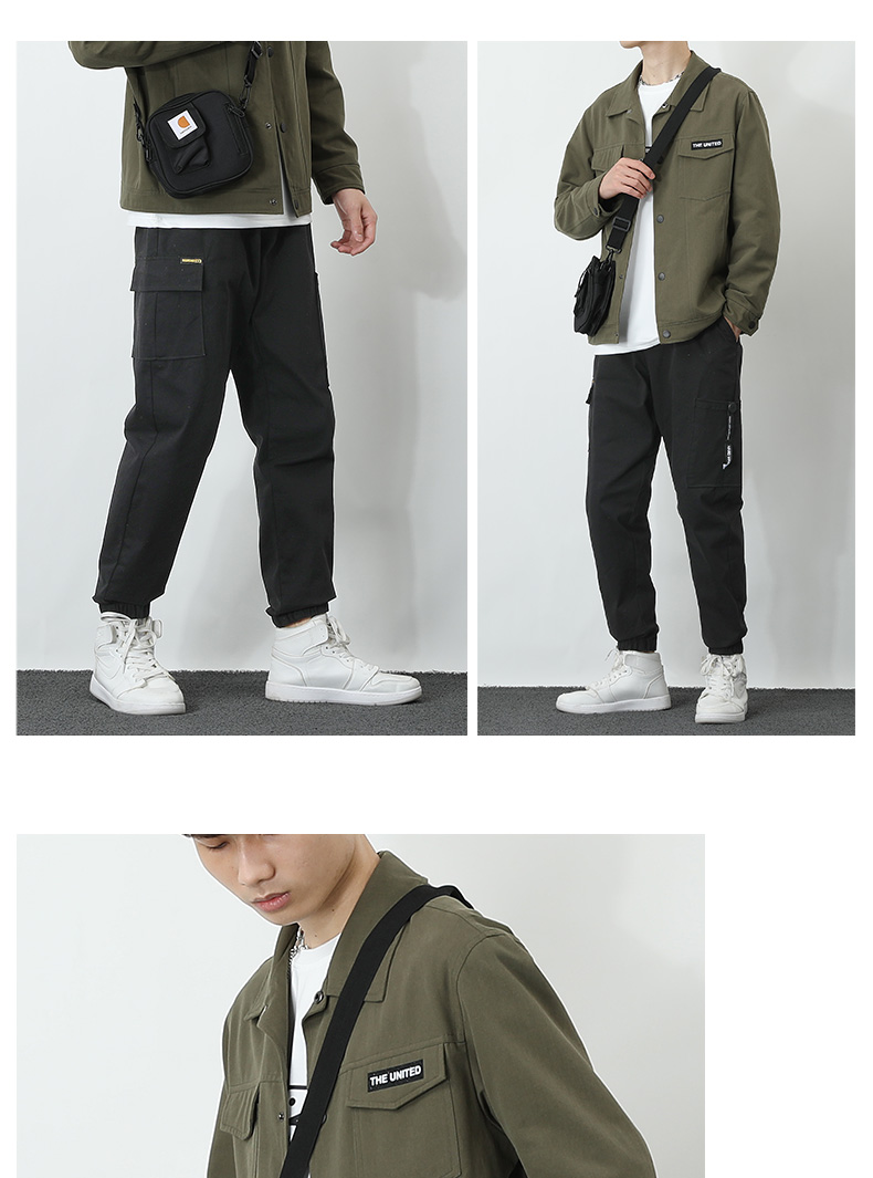 夹克外套男春秋季韩版潮流休闲男装一套搭配衣服帅气秋装工装套装