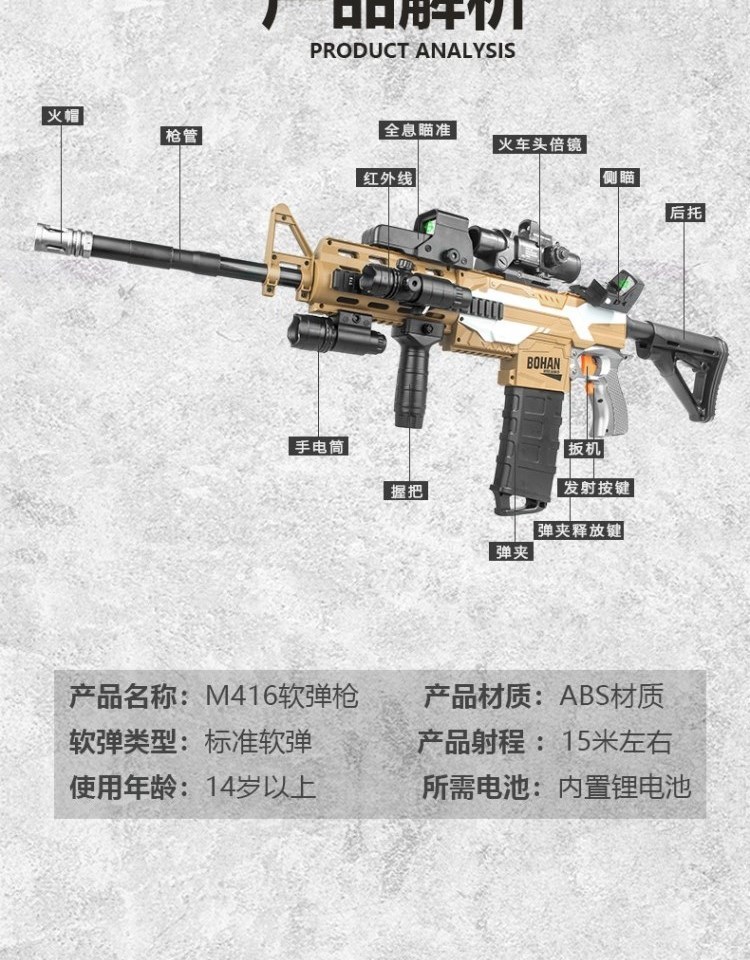 aug突击步抢 可发射awm枪aug突击榴弹炮手动电动连发九五式软弹抢套装